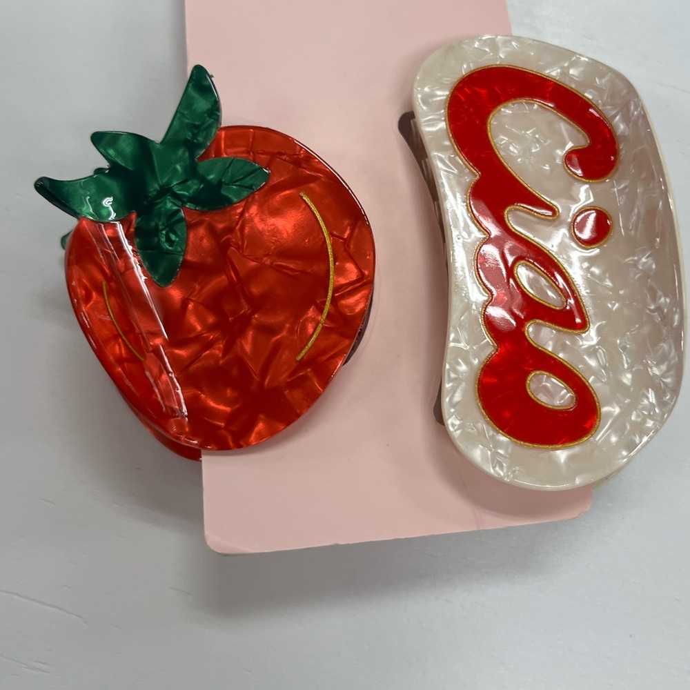 NWT ⚜️🍅⚜️ Frasier Sterling Ciao and Tomato Hair Claw Clips Set of 2 - Picture 5 of 14